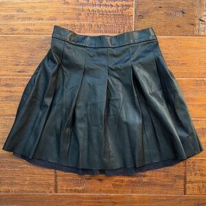 Crewcuts Faux Leather Black Pleated Skirt, size Medium
